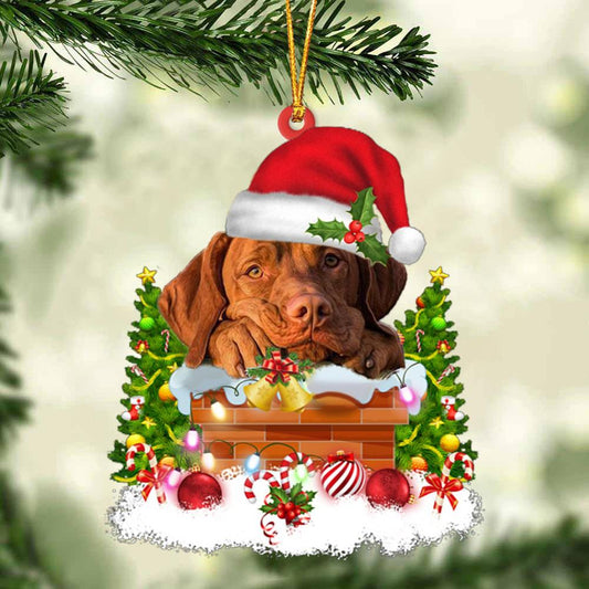 Vizsla In The Chimney Hanging Ornament Dog Christmas Ornament - Best gifts your whole family
