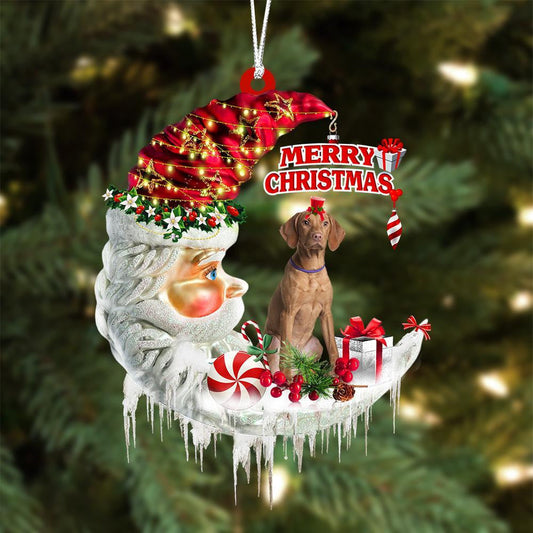 Vizsla On The Moon Merry Christmas Hanging Ornament - Best gifts your whole family