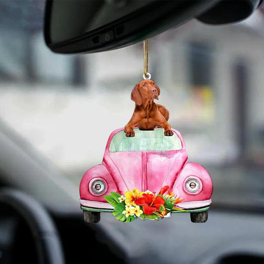 Vizsla-Pink Hippie Car-Two Sided Ornament - Best gifts your whole family