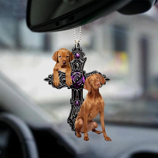 Vizsla Pray For God Car Hanging Ornament Dog Pray For God Ornament Godmerc - Best gifts your whole family
