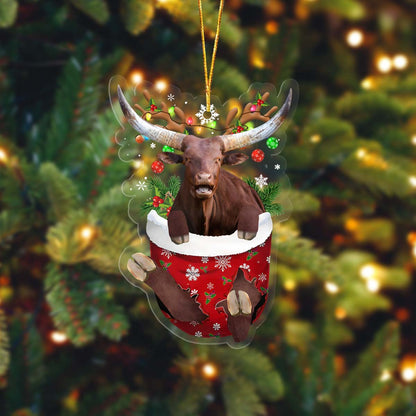 Watusi In Pocket Acrylic Ornament, Farm Christmas Ornament - Best gifts your whole family