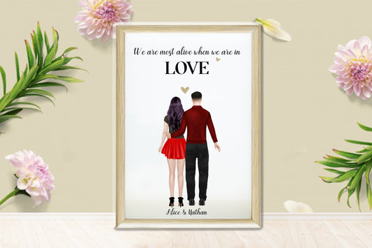 Pictiúr Pearsantaithe Portráid Lánúin Nice, Grá, Bronntanas Saincheaptha Dó, Bronntanas Dó, Bronntanas Comóradh, Bronntanas Rannpháirtíochta, Cló Chustaim, Lánúineacha, Cara is Fearr, Bronntanas Lánúin