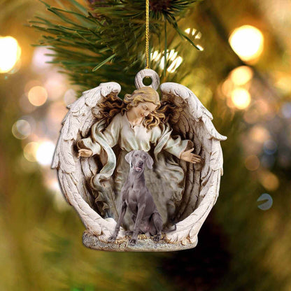 Weimaraner (2)-Angel Hug Winter Love Two Sided Ornament - Best gifts your whole family