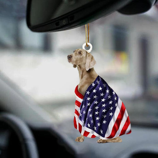Weimaraner American Patriot Flag Two Sided Ornament - Best gifts your whole family