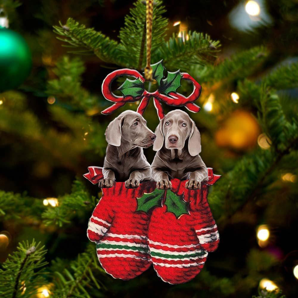 Weimaraner Inside Your Gloves Christmas Holiday-Two Sided Ornament, Christmas Ornament, Car Ornament - Best gifts your whole family