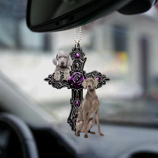 Weimaraner Pray For God Car Hanging Ornament Dog Pray For God Ornament Godmerc - Best gifts your whole family