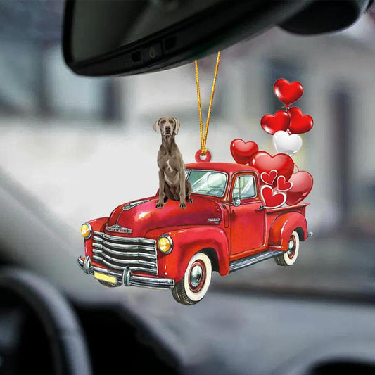 Weimaraner-Red Sports Car-Two Sided Ornament - Best gifts your whole family