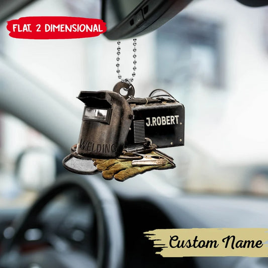 WELDER Flat Car Ornament, Old Vintage Welder Ornament, Welding Supplies Hanging Ornament - Best gifts your whole family