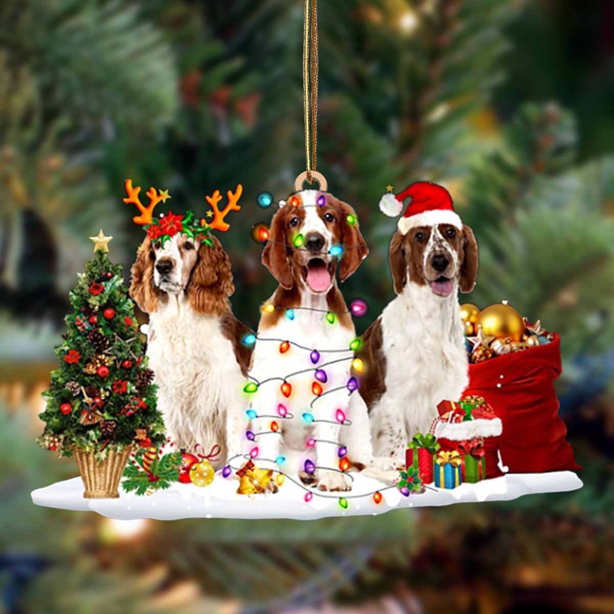 Welsh Springer Spaniel-Christmas Dog Friends Hanging Ornament - Best gifts your whole family