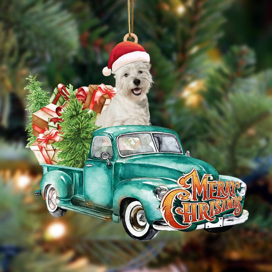 West Highland White Terrier-Green Truck Hanging Ornament - Best gifts your whole family