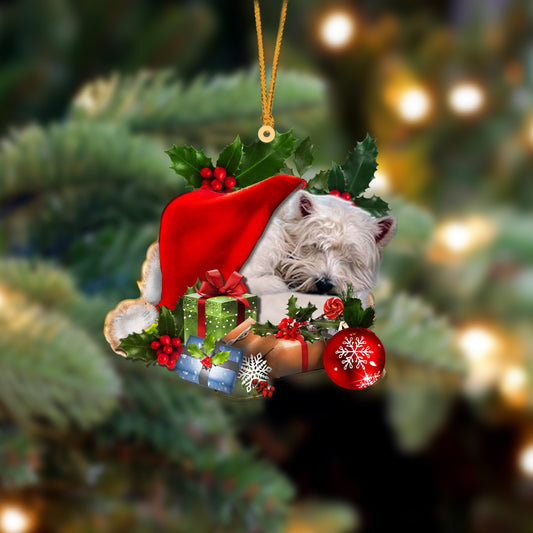 West Highland White Terrier-Sleeping In Hat Two Sides Ornament Dog Sleeping Ornament - Best gifts your whole family
