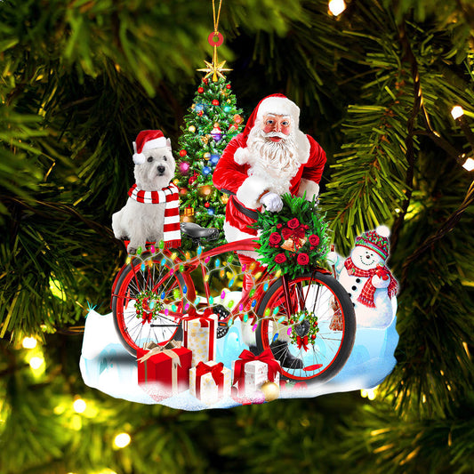 West Highland White TerrierWestie On Santa's Bike Ornament Dog Ornament, Car Ornament, Christmas Ornament - Best gifts your whole family