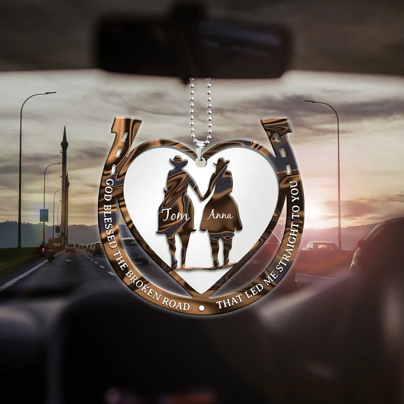 Western Horseshoe Couple Personalized Christmas Ornament, Couple Love Christmas Ornament - Best gifts your whole family