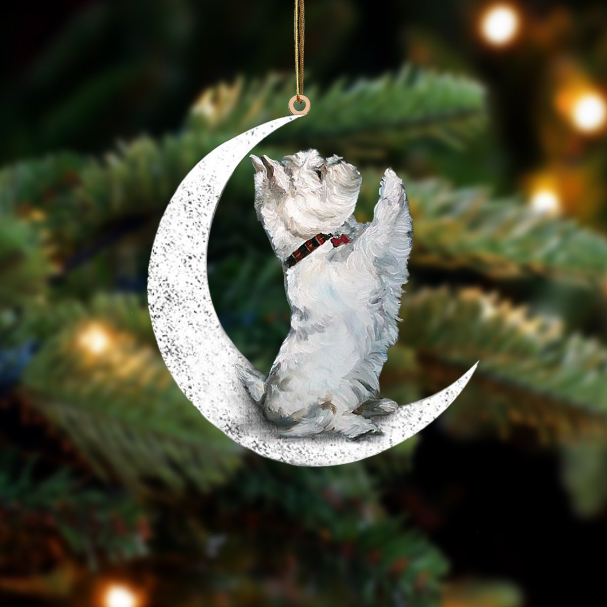 Westie-Sit On The Moon-Two Sided Ornament - Best gifts your whole family