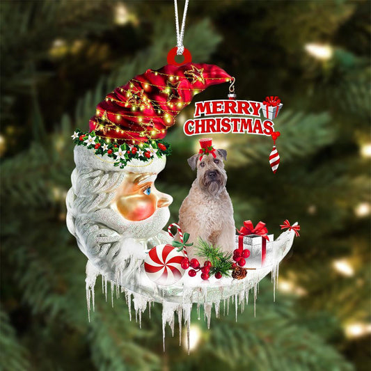 Wheaten Terrier On The Moon Merry Christmas Hanging Ornament - Best gifts your whole family