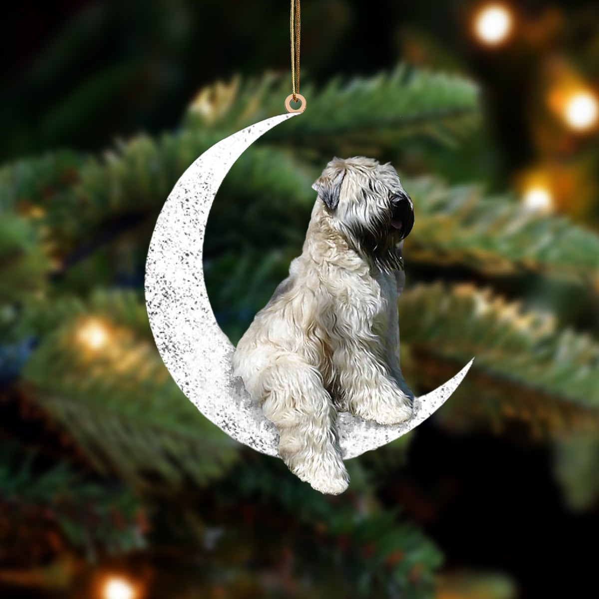 Wheaten Terrier Sit On The Moon Two Sided Ornament Dog Hanging Christmas Ornament - Best gifts your whole family