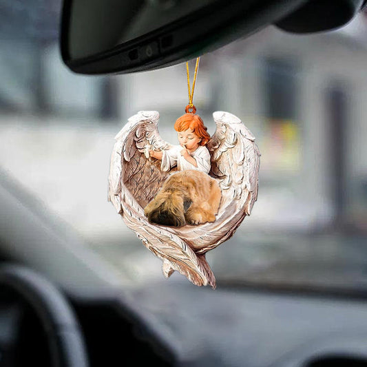 Wheaten Terrier Sleeping Protected By Angel Car Hanging Ornament Christmas Tree Ornaments - Best gifts your whole family