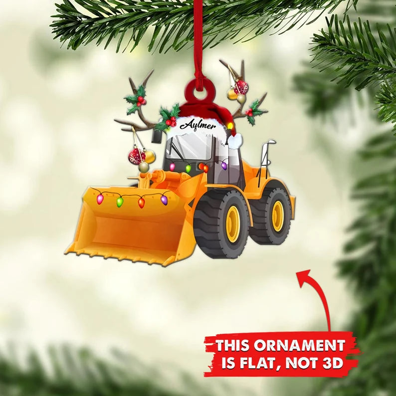 Wheel Loader Truck Personalized Flat Ornament, Custom Compact Wheel Loaders Christmas Ornament - Best gifts your whole family