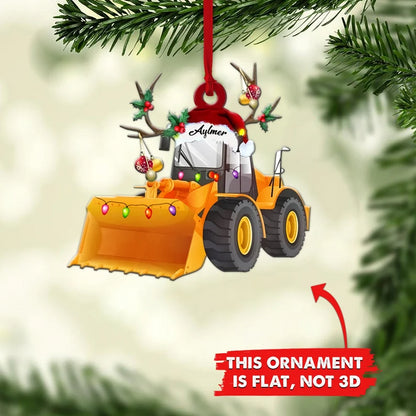 Wheel Loader Truck Personalized Flat Ornament, Custom Compact Wheel Loaders Christmas Ornament - Best gifts your whole family