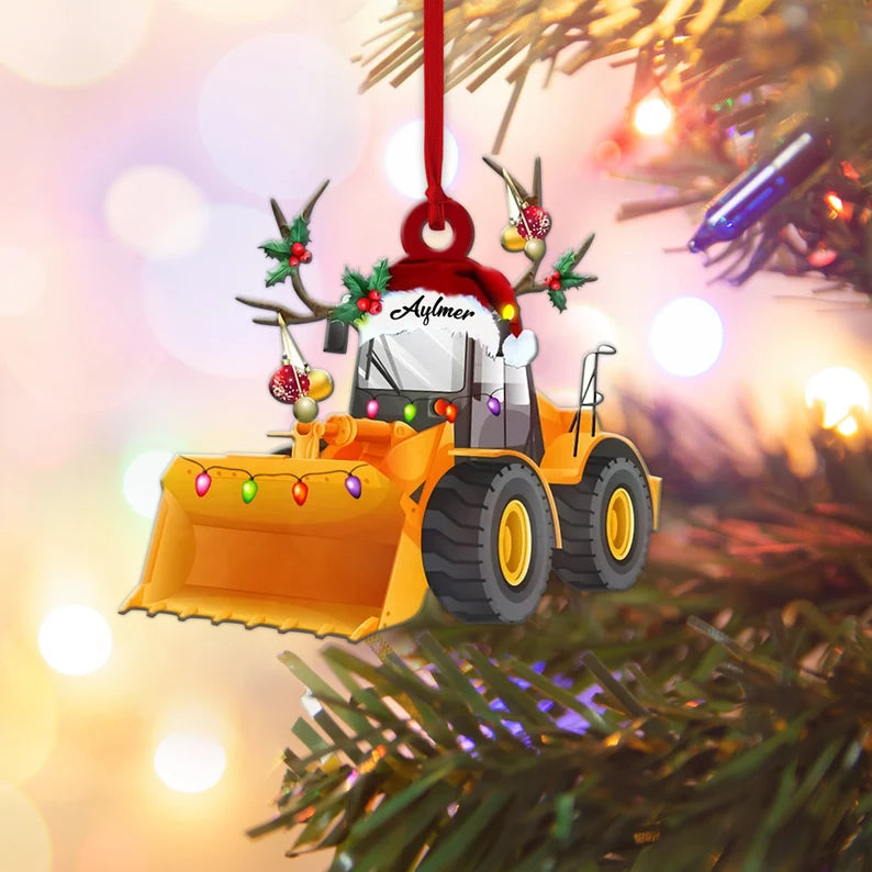 Wheel Loader Truck Personalized Flat Ornament, Custom Compact Wheel Loaders Christmas Ornament - Best gifts your whole family