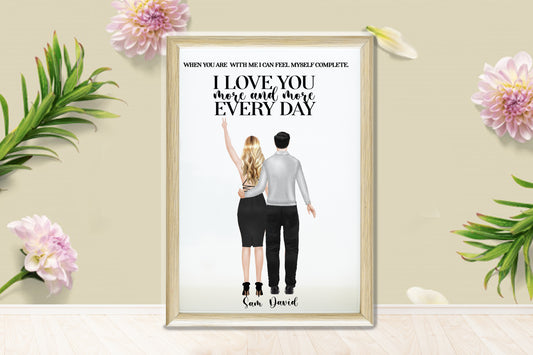 Pictiúr Pearsanta Portráid Lánúin is Fearr, Grá, Bronntanas Saincheaptha Dó, Bronntanas Dó, Bronntanas Comóradh, Bronntanas Rannpháirtíochta, Cló Chustaim, Lánúineacha, Cara is Fearr, Bronntanas Lánúin