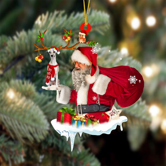 Whippet And Santa Claus Christmas Ornament Godmerc - Best gifts your whole family