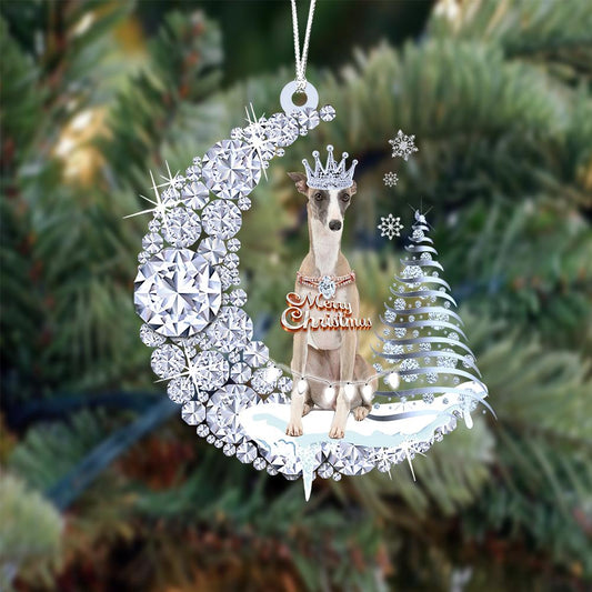 Whippet Diamond Moon Merry Christmas Ornament Christmas Tree Hanging Ornament - Best gifts your whole family