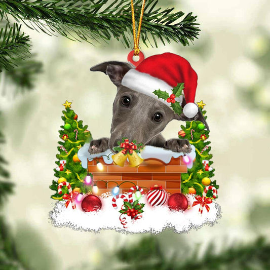 Whippet In The Chimney Hanging Ornament Dog Christmas Ornament - Best gifts your whole family