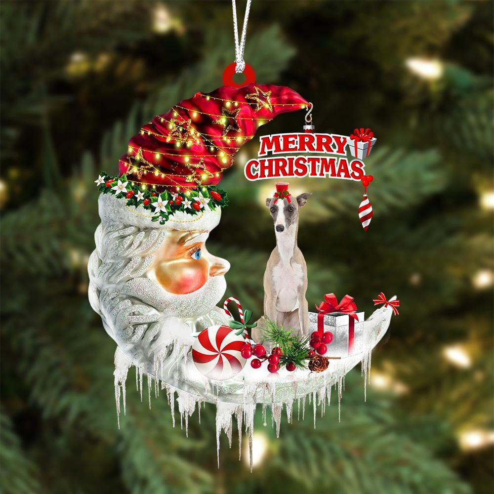 Whippet On The Moon Merry Christmas Hanging Ornament - Best gifts your whole family