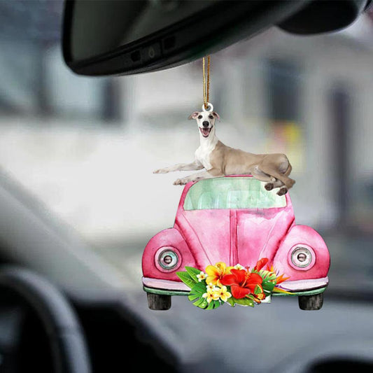 Whippet-Pink Hippie Car-Two Sided Ornament - Best gifts your whole family