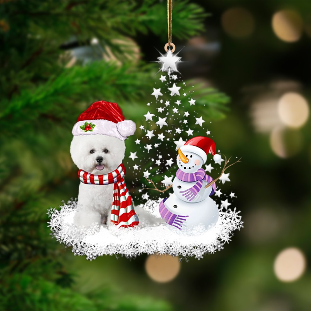 WHITE Bichon Frise-Star Tree Hanging Ornament - Best gifts your whole family