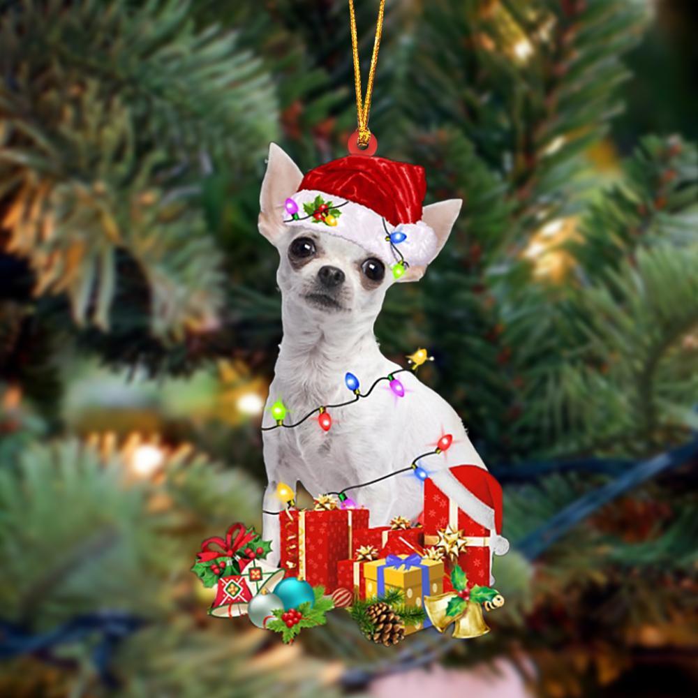 WHITE Chihuahua-Dog Be Christmas Tree Hanging Ornament - Best gifts your whole family