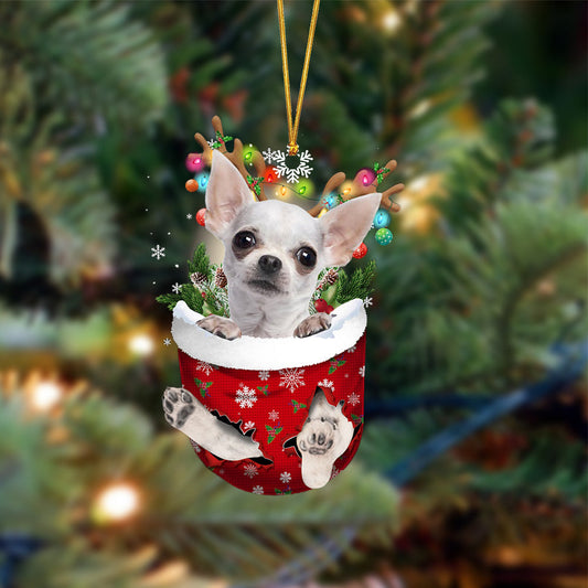 White Chihuahua-In Christmas Pocket Two Sides Ornament, Christmas Dog Hanging Ornament - Best gifts your whole family