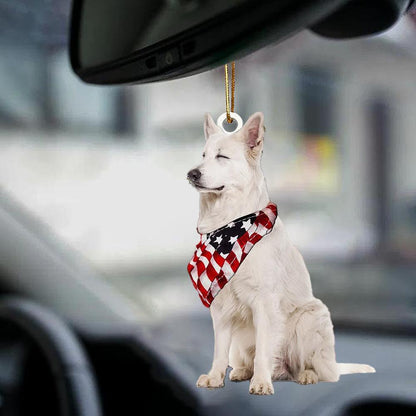 White German Shepherd American Patriot Flag Two Sided Ornament - Best gifts your whole family