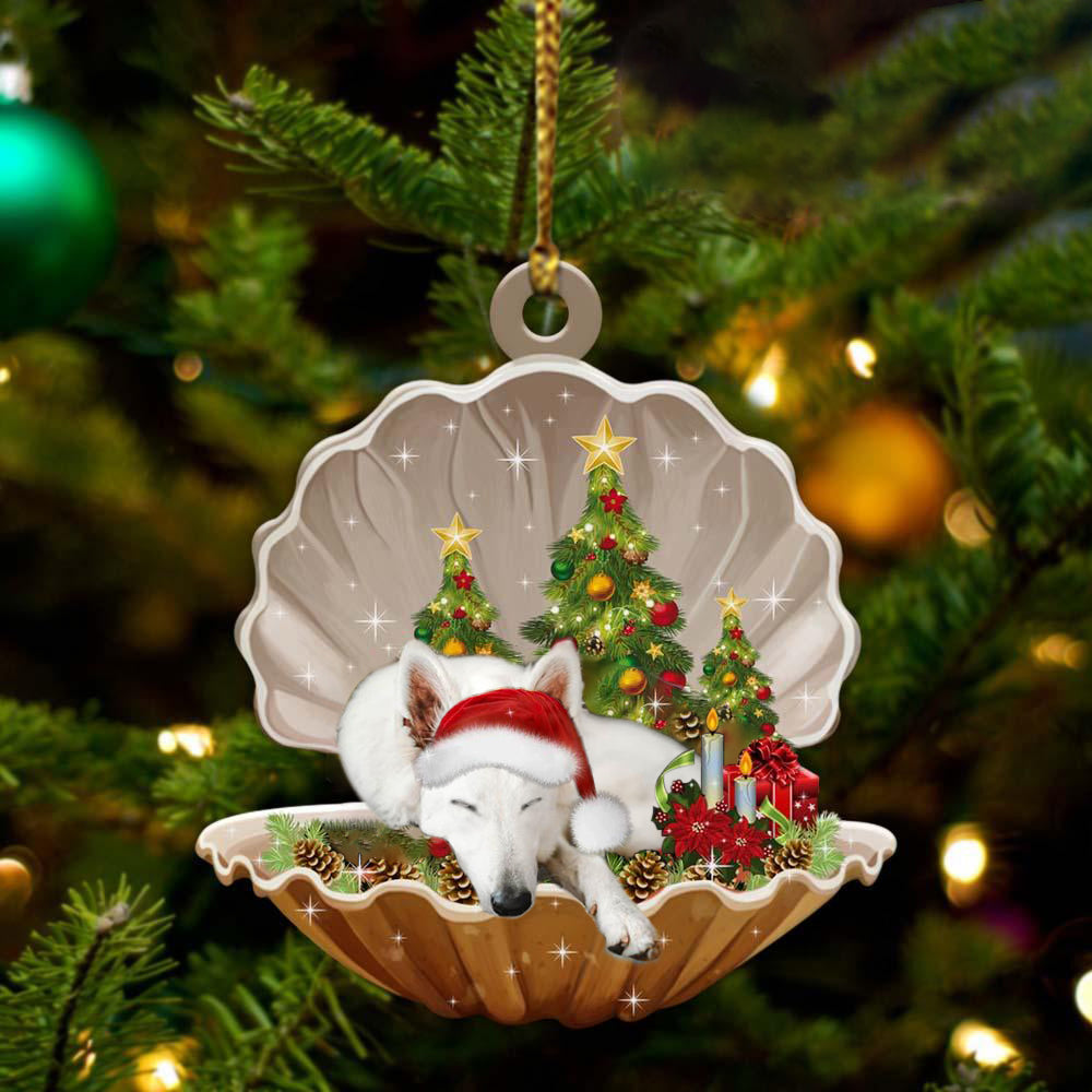 White German Shepherd-Sleeping Pearl in Christmas Two Sided Ornament, Christmas Ornament, Car Ornament - Best gifts your whole family