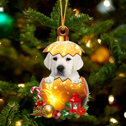 WHITE Labrador In Golden Egg Christmas Ornament - Best gifts your whole family