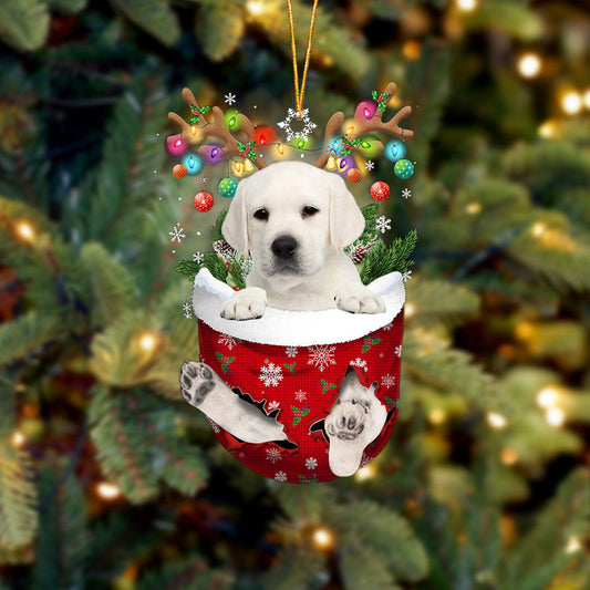 WHITE Labrador In Snow Pocket Christmas Ornament Flat Acrylic Dog Ornament - Best gifts your whole family