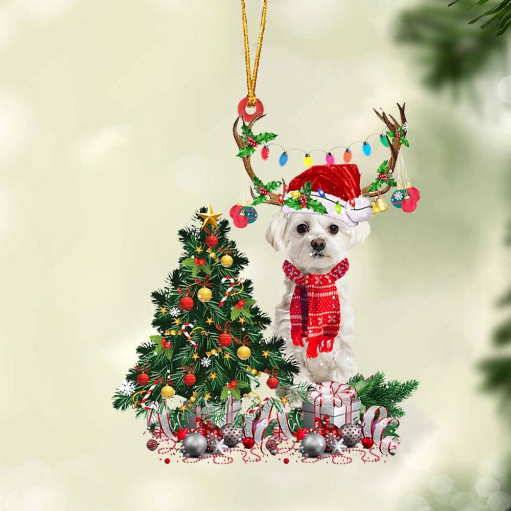 White Maltese-Christmas Tree Gift Hanging Ornament - Best gifts your whole family