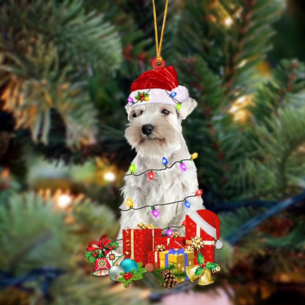 WHITE Miniature Schnauzer 5-Dog Be Christmas Tree Hanging Ornament, Christmas Ornament, Car Ornament - Best gifts your whole family