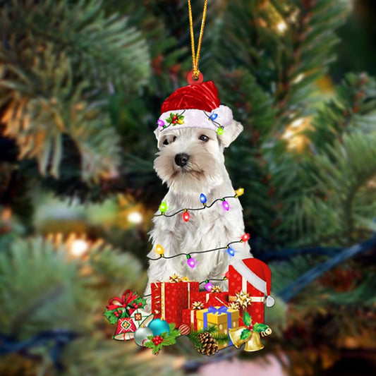 WHITE Miniature Schnauzer 5-Dog Be Christmas Tree Hanging Ornament, Christmas Ornament, Car Ornament - Best gifts your whole family