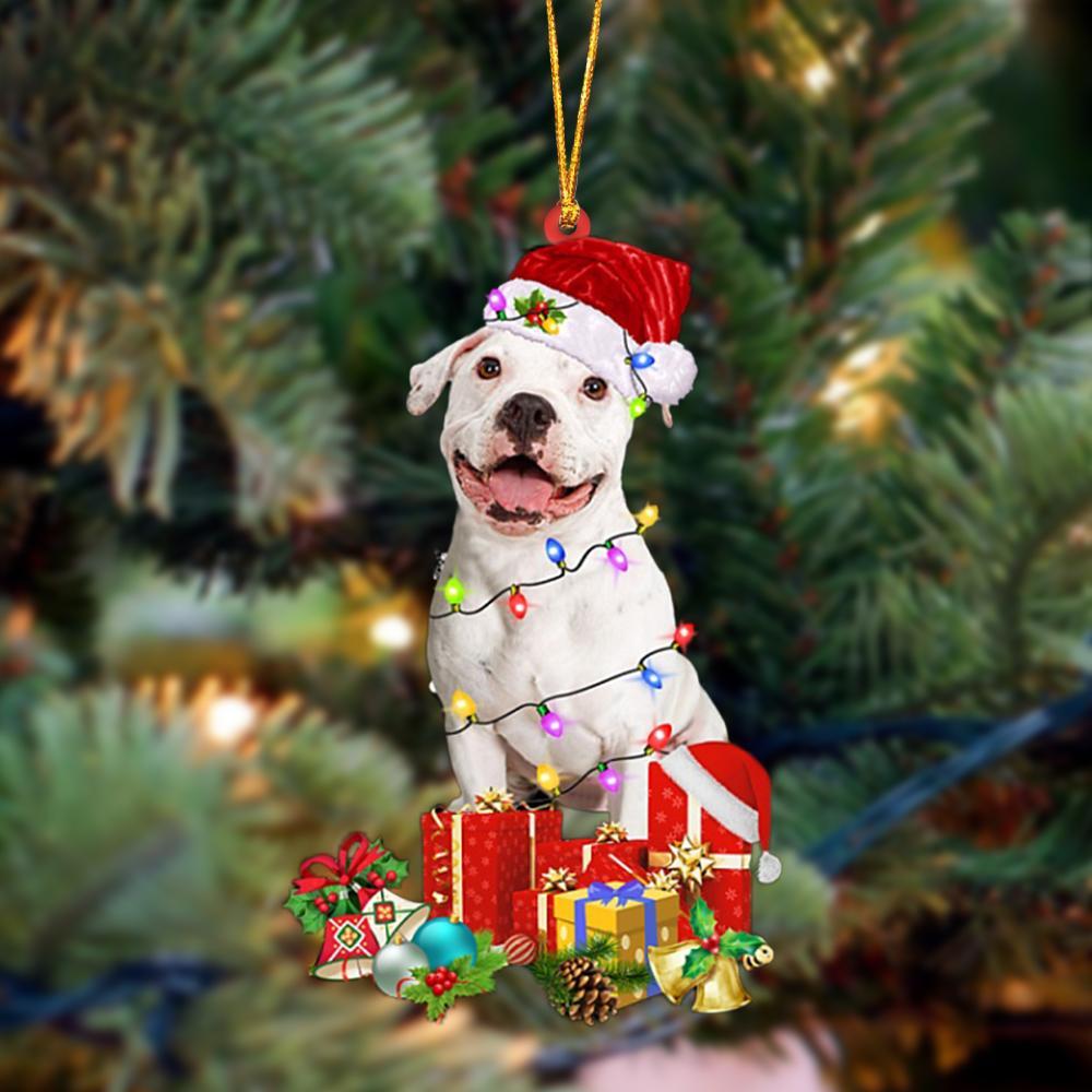 WHITE Pitbull-Dog Be Christmas Tree Hanging Ornament - Best gifts your whole family