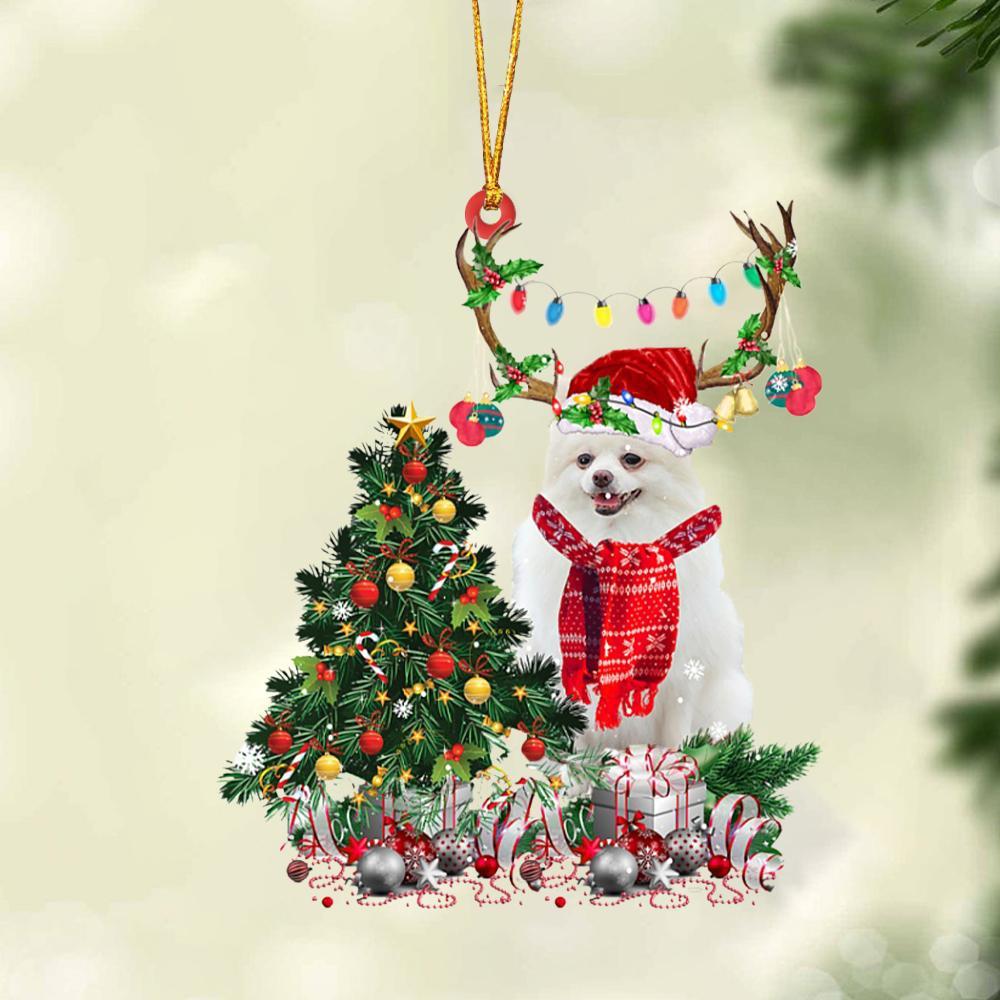White Pomeranian-Christmas Tree Gift Hanging Ornament - Best gifts your whole family