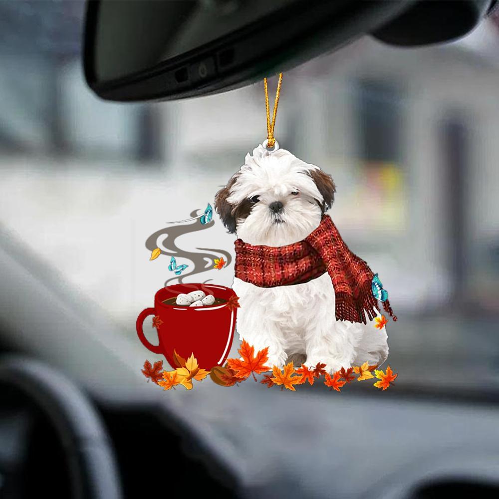 White Shih Tzu-Fall Chocolate-Two Sided Ornament - Best gifts your whole family