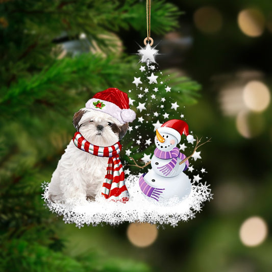 White Shih Tzu-Star Tree Hanging Ornament - Best gifts your whole family