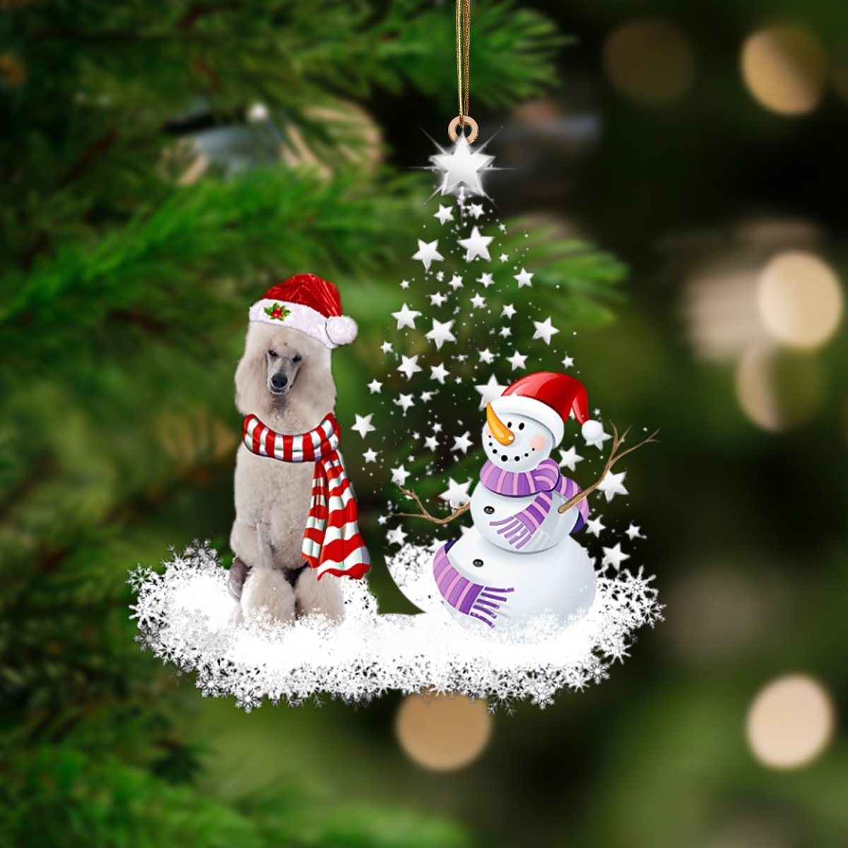 WHITE Standard Poodle-Star Tree Hanging Ornament - Best gifts your whole family