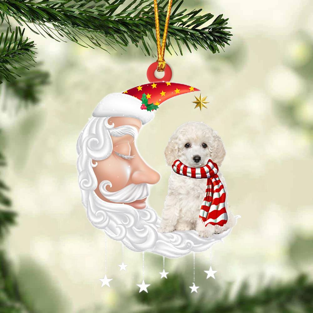 White Toy Poodle With Santa Christmas Ornament Dog Christmas Ornament - Best gifts your whole family