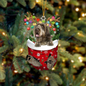 Wirehaired Pointing Griffon In Snow Pocket Christmas Ornament Flat Acrylic Dog Ornament - Best gifts your whole family