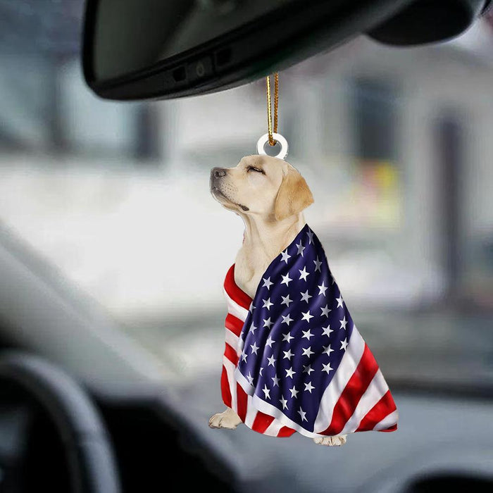 Yellow Labrador Retriever American Patriot Flag Two Sided Ornament - Best gifts your whole family