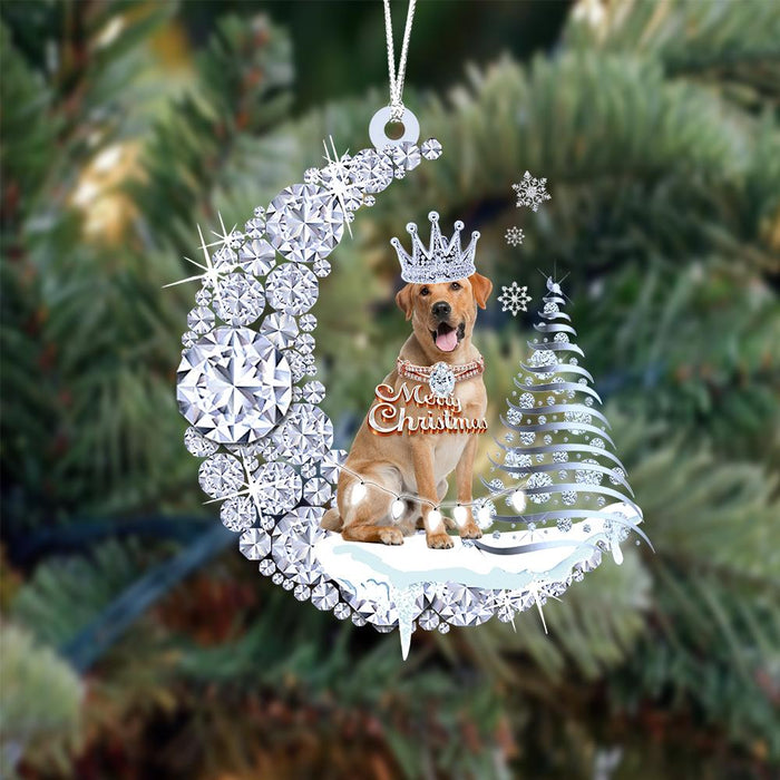 Yellow Labrador Retriever Diamond Moon Merry Christmas Ornament Dog Ornament - Best gifts your whole family