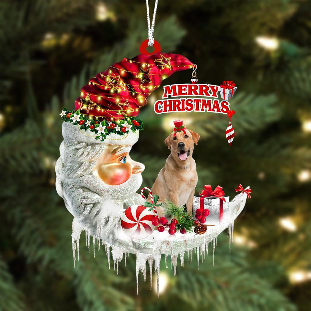 Yellow Labrador Retriever On The Moon Merry Christmas Hanging Ornament - Best gifts your whole family